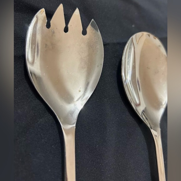 Vintage Sheffield England Silver Plated Serving Set Utensils Salad Spoon & Fork - Picture 5 of 6